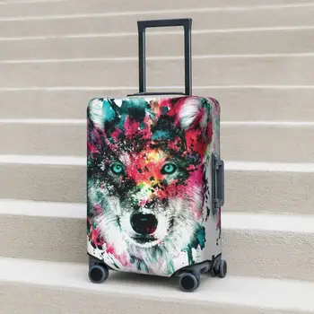 Чехол для чемодана с граффити Волка, Глаза животных для отдыха, Красочный Полезный Чехол для багажа, Защита для круизной поездки