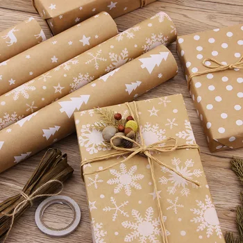 Листы рождественской оберточной бумаги в стиле ретро, Оберточная бумага для рождественских украшений, Свадьба, Детский День Рождения, Декор для душа ребенка, подарки