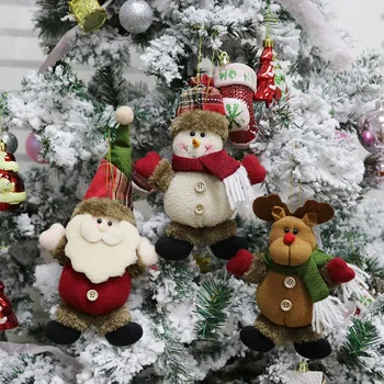 Рождественский мультфильм Санта-Клаус, Снеговик, Лось, подвесные подвески, Рождественская елка, плюшевая кукла, подвесные украшения, Веселый Рождественский декор 2023