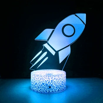Nighdn Rocket Светодиодный Ночник для Детей 3D Иллюзия Ночника Прикроватный Столик Декор комнаты Рождественские Подарки для Детей Мальчиков Девочек