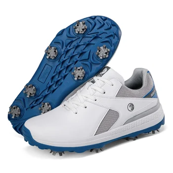Профессиональная обувь для гольфа с шипами, мужские кожаные водонепроницаемые кроссовки для гольфа, тренировочная обувь Grand для гольфа с шипами, спортивная широкая гольф