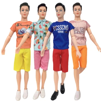 1 Комплект одежды для куклы Кен, повседневный костюм, короткие брюки, рубашка, Модный Летний костюм, одежда для бойфренда куклы Кен, аксессуары для куклы 30 см