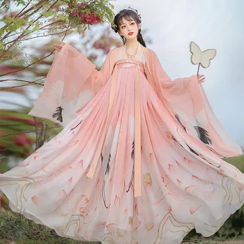 Принцесса Карнавал, костюмы Феи Ханфу, китайская традиционная Династия Хань, Платье для народных танцев с цветочным принтом, одежда для косплея