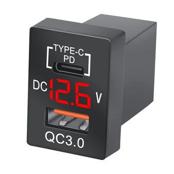 Новое Зарядное Устройство QC3.0 USB Автомобильное Зарядное Устройство PD Type-C Зарядное Устройство со Светодиодным Красным Цифровым Вольтметром для Новой Быстрой Зарядки