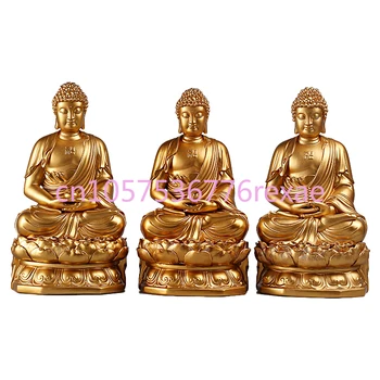 Статуя сидящего Будды, Статуя Будды, украшения из керамики для дома, Золотые три сокровища