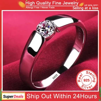 100% Подлинные Сертифицированные Кольца из Тибетского серебра для женщин и мужчин, Высококачественное Обручальное кольцо с круглым цирконием, подарочные украшения